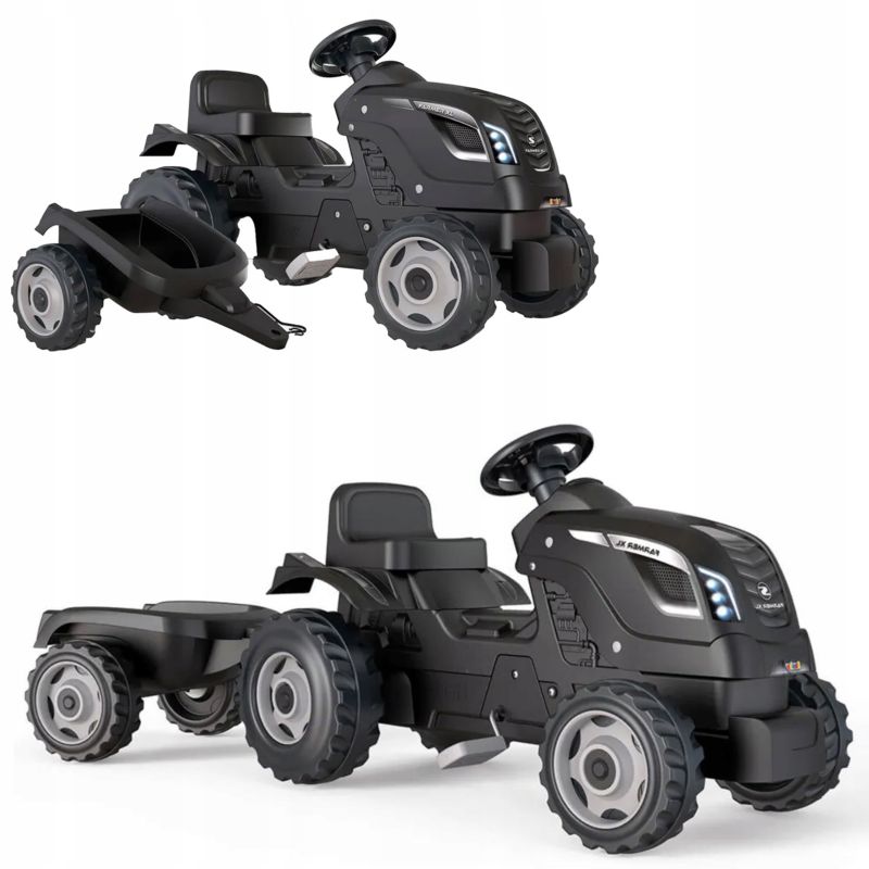 Traktor Smoby na Pedały Zabawka dla Dzieci z Przyczepą Przyczepa XL Czarny 1 szt
