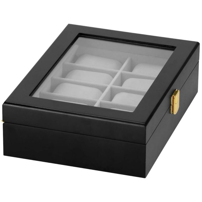 Szkatułka na zegarki Springos z 10 przegródkami 26,5x20x8 cm czarno-szary 1 szt.