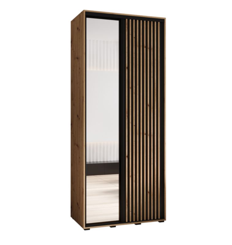 Szafa przesuwna Garderoba Abiks LANKO 2 100 gł. 45 artisan/czarny 1 szt.