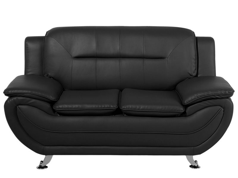Sofa Leira Ekoskóra Czarny dla 2 osób 1 szt.