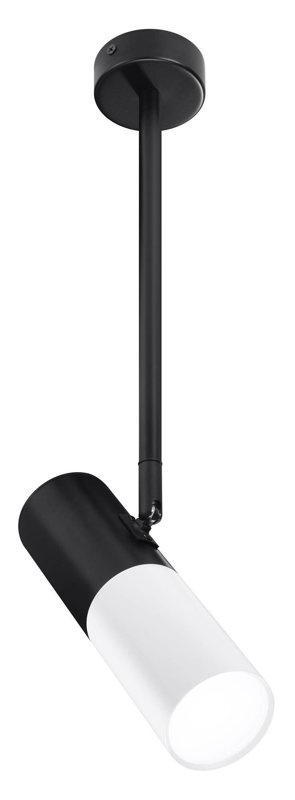 Lampa wisząca regulowana tuba czarno-biała