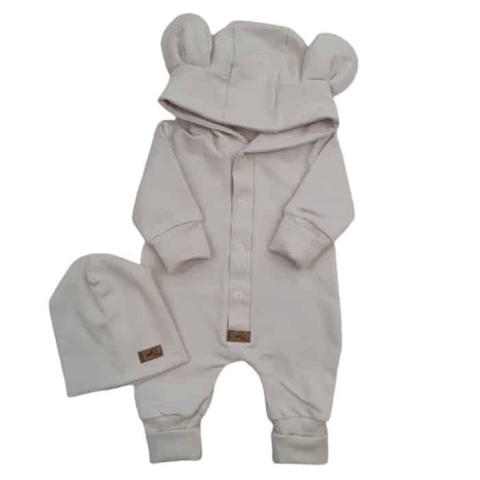 KAZUM KOMBINEZON + CZAPKA PAJAC WYGODNY BAWEŁNIANY ALABASTER BEIGE ZZ - 68