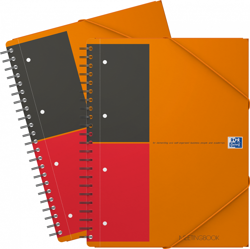2x Kołonotatnik z teczką Oxford International Meetingbook, A4+, w linie, 80 kartek, okładka PP, pomarańczowy