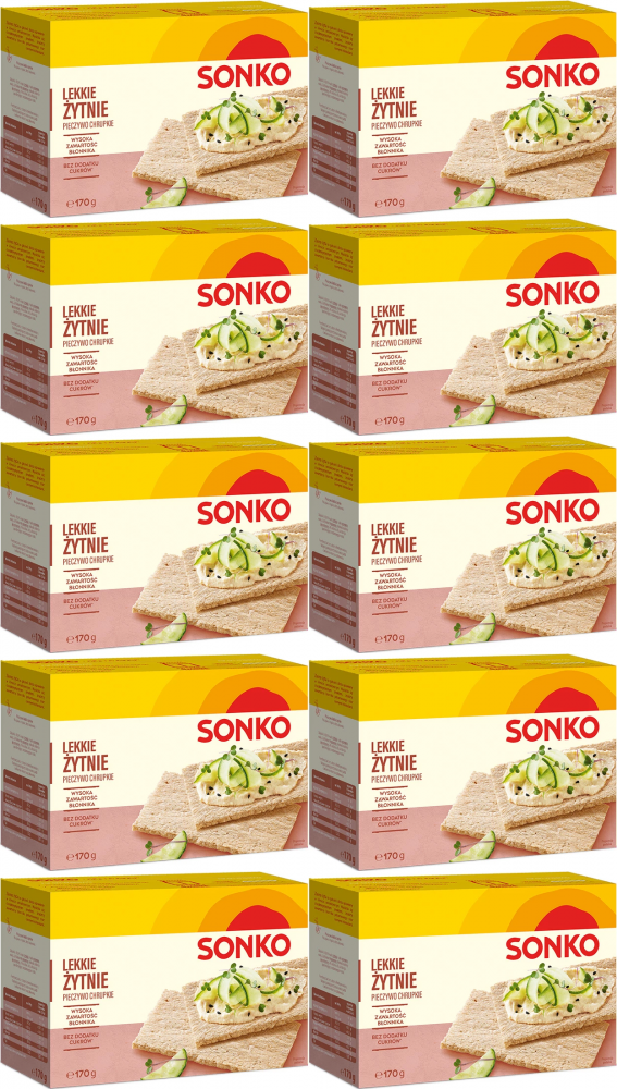 10x Pieczywo lekkie Sonko, żytnie, 170g