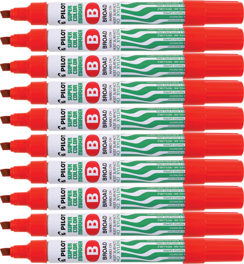10x Marker permanentny Pilot SCA-B, ścięta, 4.5mm, czerwony