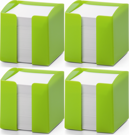 4x Pojemnik z białymi karteczkami Durable Trend, 100x105x100mm, 800 karteczek, zielony