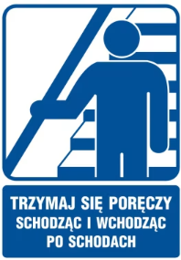 Tabliczka informacyjna "Trzymaj się poręczy", płytka, 10,5x14,8cm