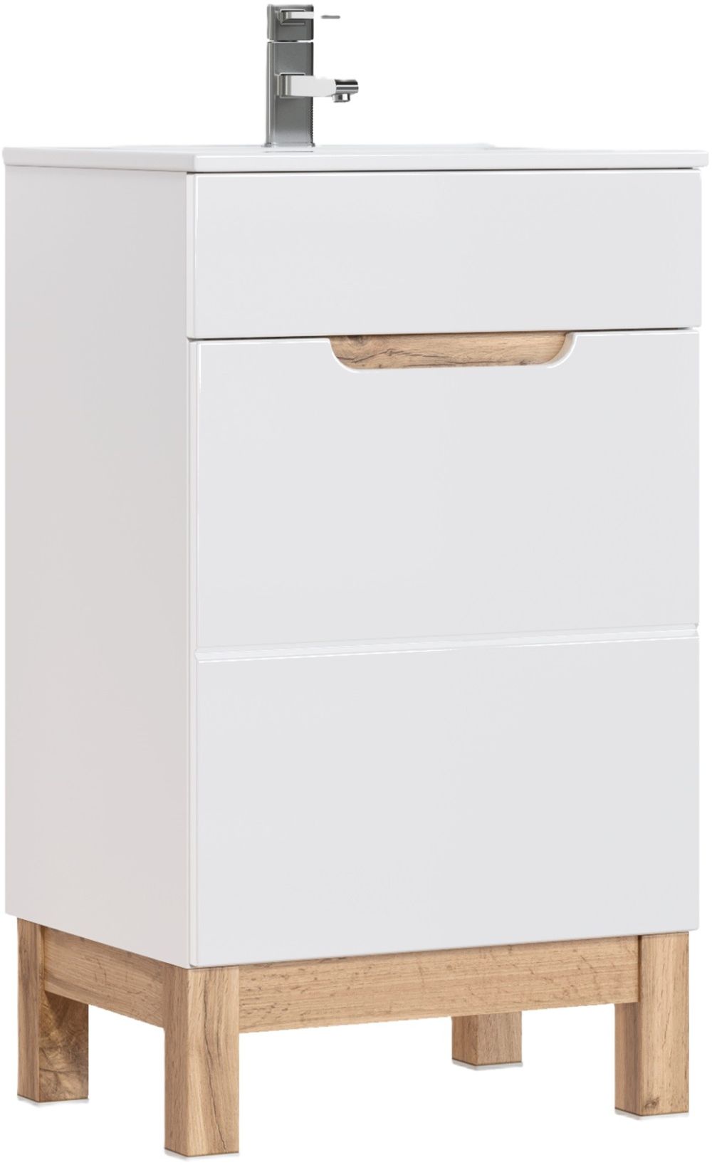 Comad Bali White szafka 50 cm podumywalkowa stojąca biały połysk/dąb BALIWHITE824-50CMFSC