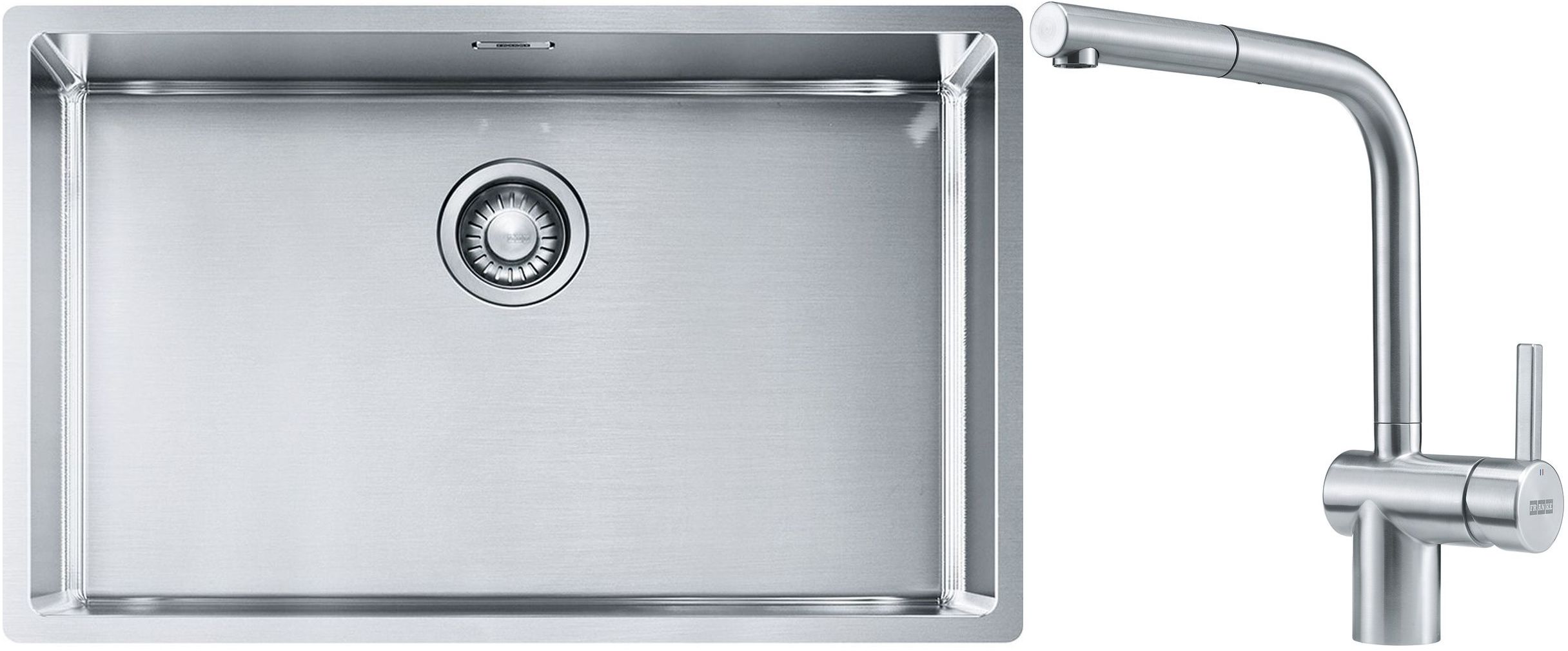Franke Box BXX 210/110-68 zlewozmywak 72,5x45 cm stalowy z baterią kuchenną Atlas stal szlachetna (1270453658, 1150521439) - Wysyłka w 24h
