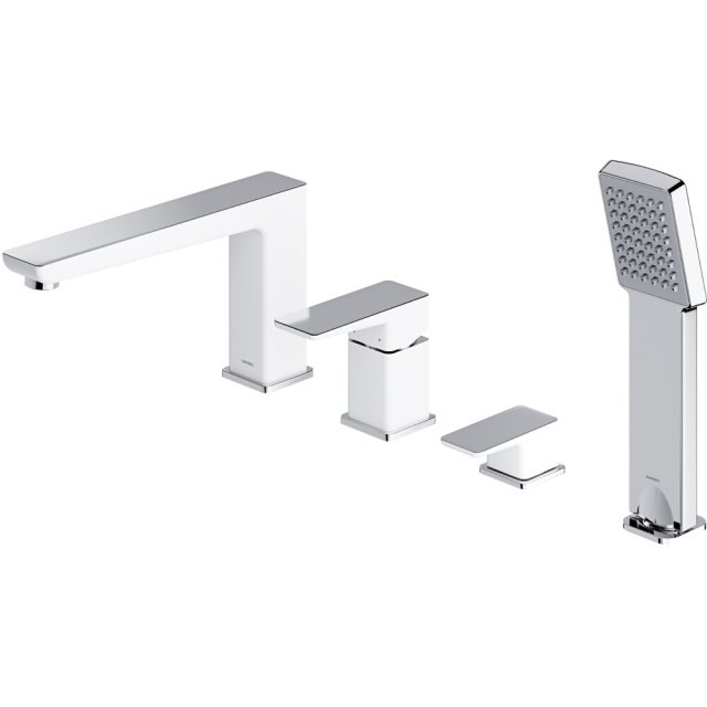 OMNIRES Bateria nawannowa PARMA chrom biały połysk 4-otworowa PM7432C