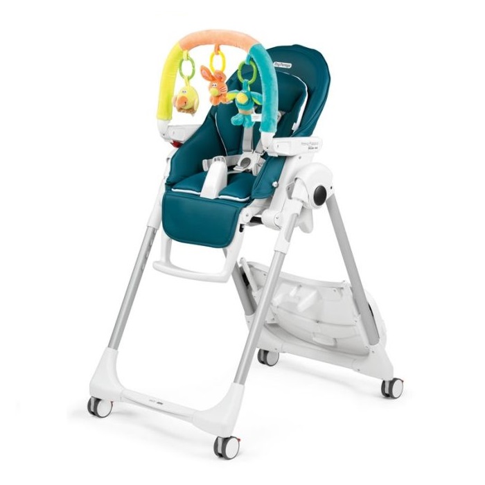 Peg Perego Prima Pappa Follow Me Plus - krzesełko dla dzieci z pałąkiem i wkładką-Petrolio