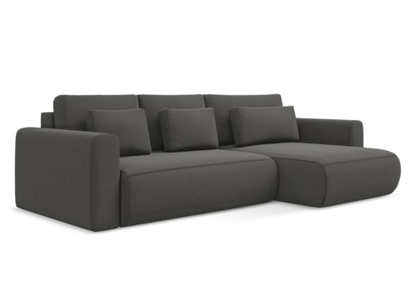 Narożnik prawostronny z funkcją spania Makamii Kapua z tkaniny welwetowej 278x149 cm stalowy 1 szt.
