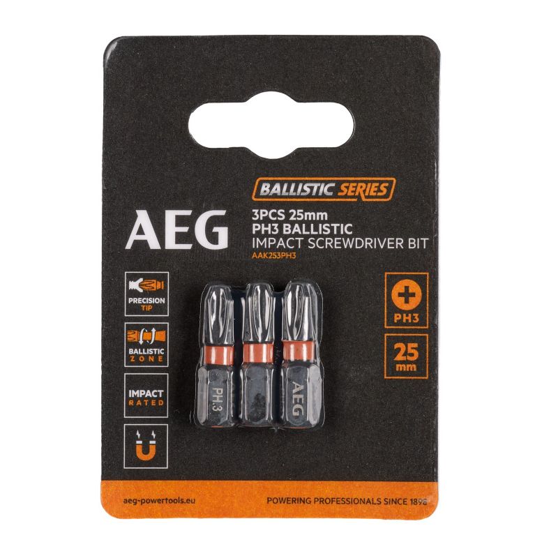 Wzmacniane Bity Ballistic AEG 25 mm PH3 SDriver 3 elementy 1 szt.