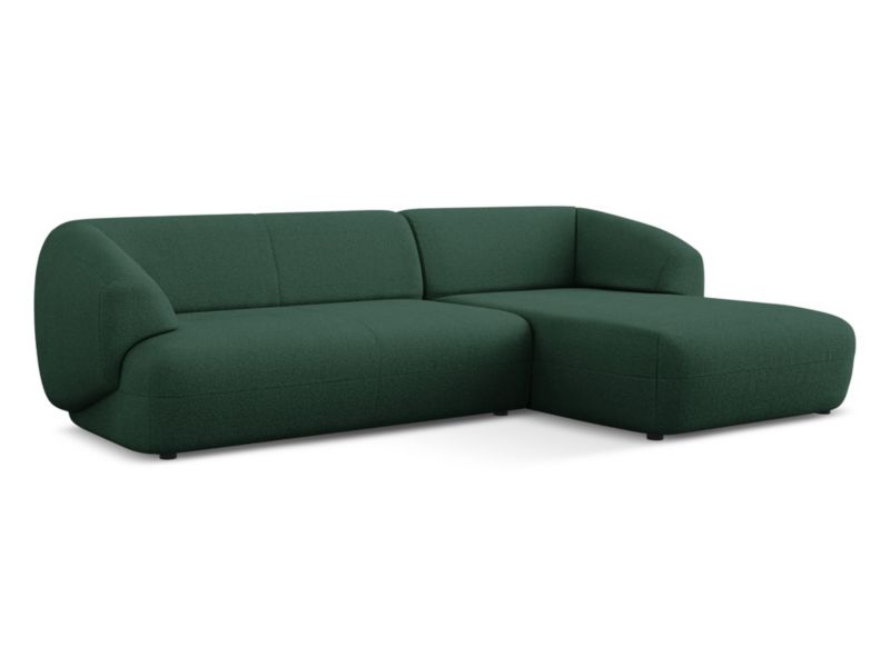 Narożnik prawostronny Makamii Moana z tkaniny bouclé 280x156 cm butelkowa zieleń 1 szt.