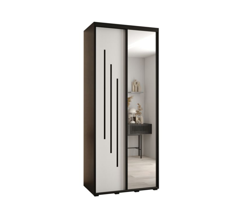 Szafa przesuwna Abiks DAVOS 9 wysoka szer.110cm gł.60cm czarny/biały/czarny 1szt.