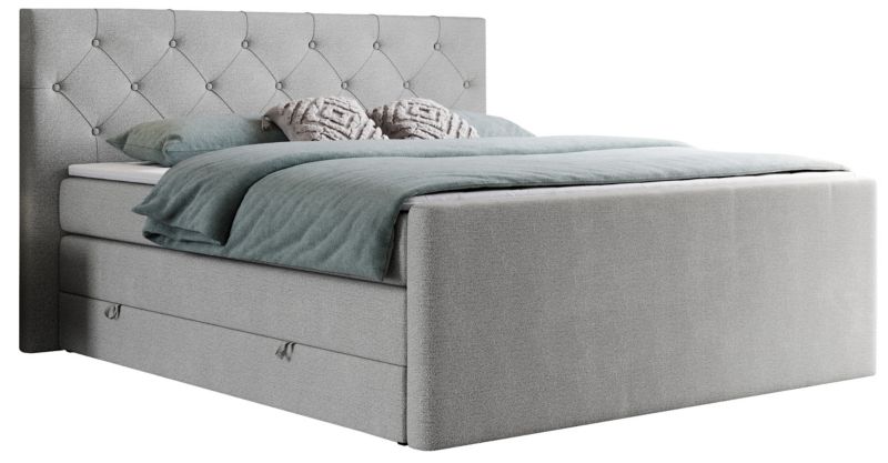 Łóżko kontynentalne MKS Meble KING VELEN 180x200 H3 jasnoszary struktura 1szt.