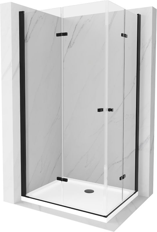 Kabina prysznicowa Mexen Lima Duo składana 90 x 80 cm transparent czarna + brodzik Flat