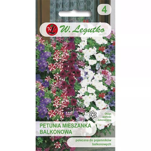 1 szt, Petunia balkonowa, mix kolorow - Nasiona: Ilość w opakowaniu: 0.1 g
