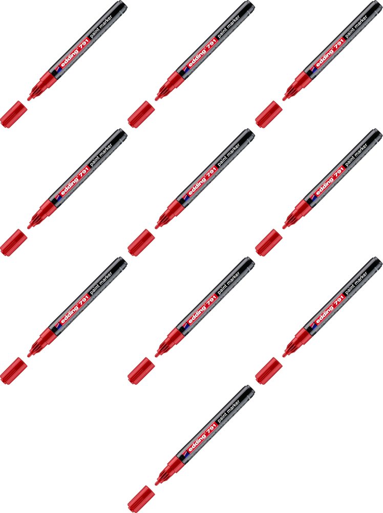 10x Marker olejowy edding, 791, okrągła, 1-2mm, czerwony