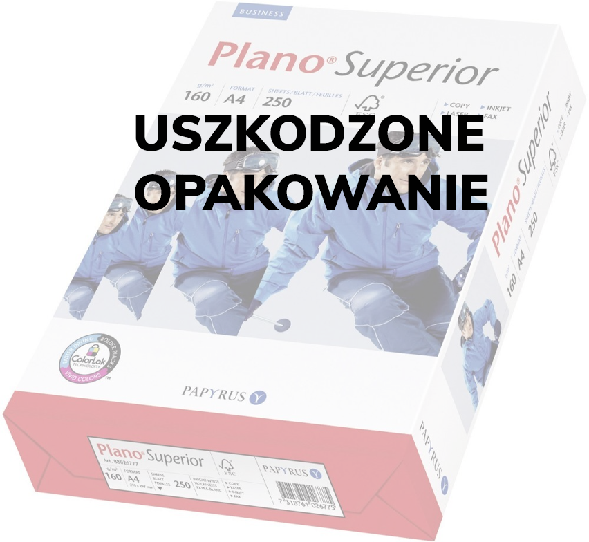 Outlet: USZKODZONE OPAKOWANIE Papier ksero ekologiczny Papyrus Plano Superior, A4, 160g/m2, 250 arkuszy, biały
