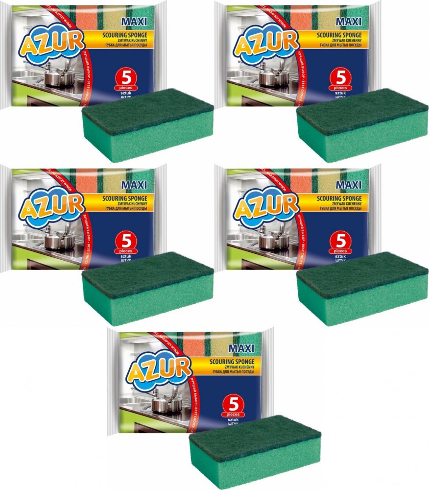 5x Zmywak kuchenny Azur Maxi, 5 sztuk, mix kolorów