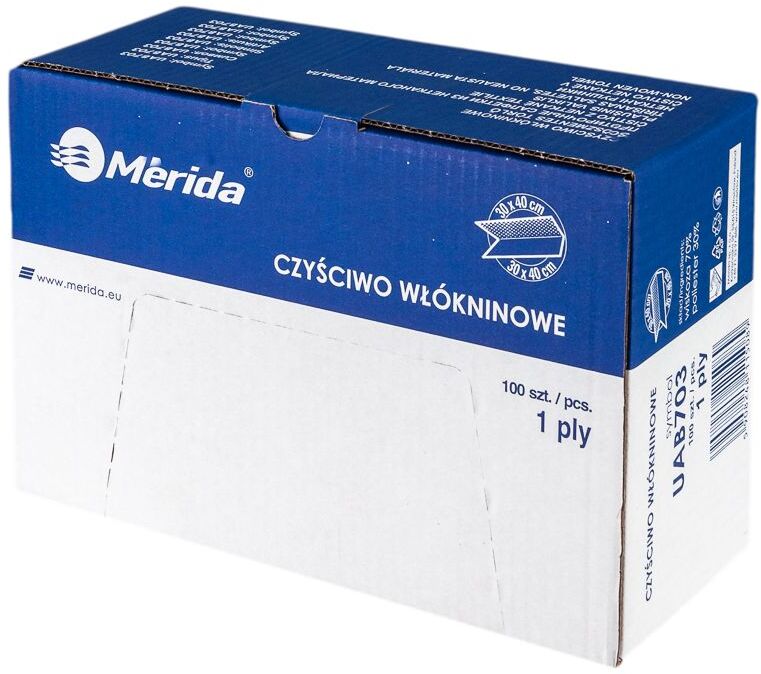 Czyściwo włókninowe Merida UAB703, 1-warstwowe, 30x40cm, 100 listków biały