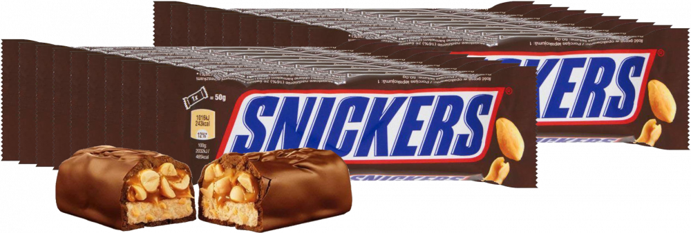 20x Baton Snickers, z nugatowym nadzieniem i orzeszkami ziemnymi w karmelu i czekoladzie, 50g