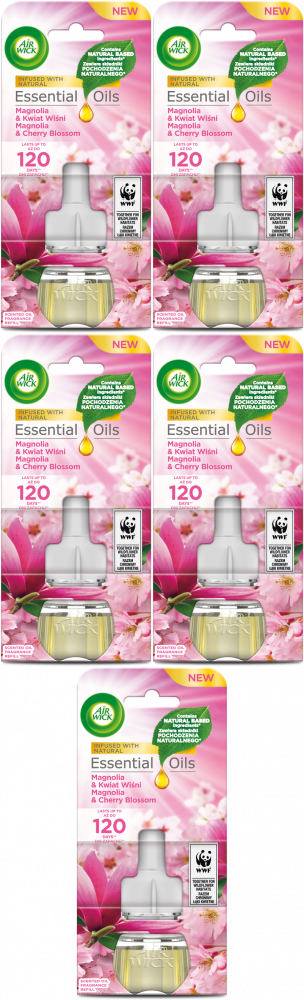5x Air Wick wkład Essential Oils, Magnolia i Kwiat Wiśni, 19ml