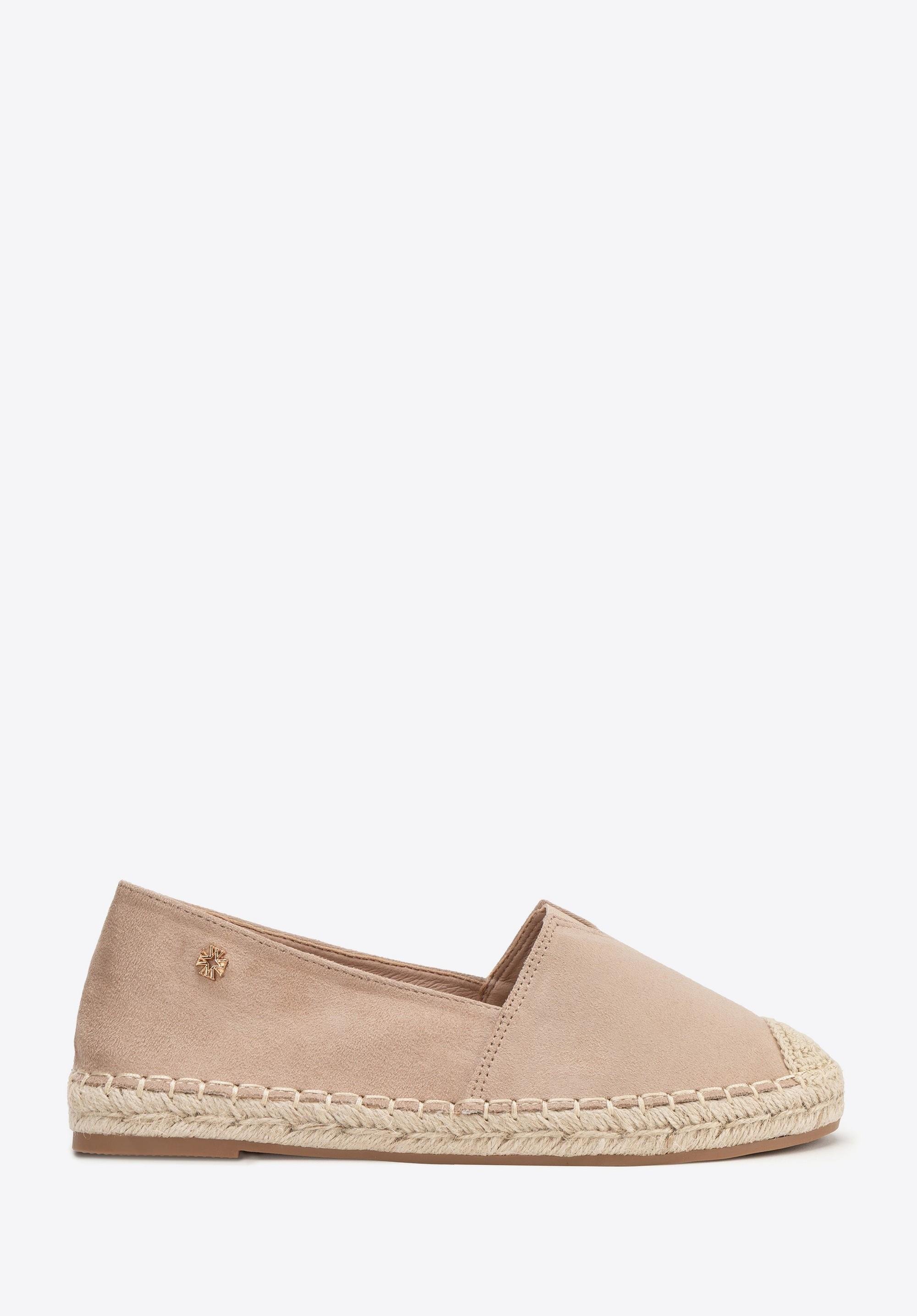Damskie espadryle z plecionym noskiem beżowe