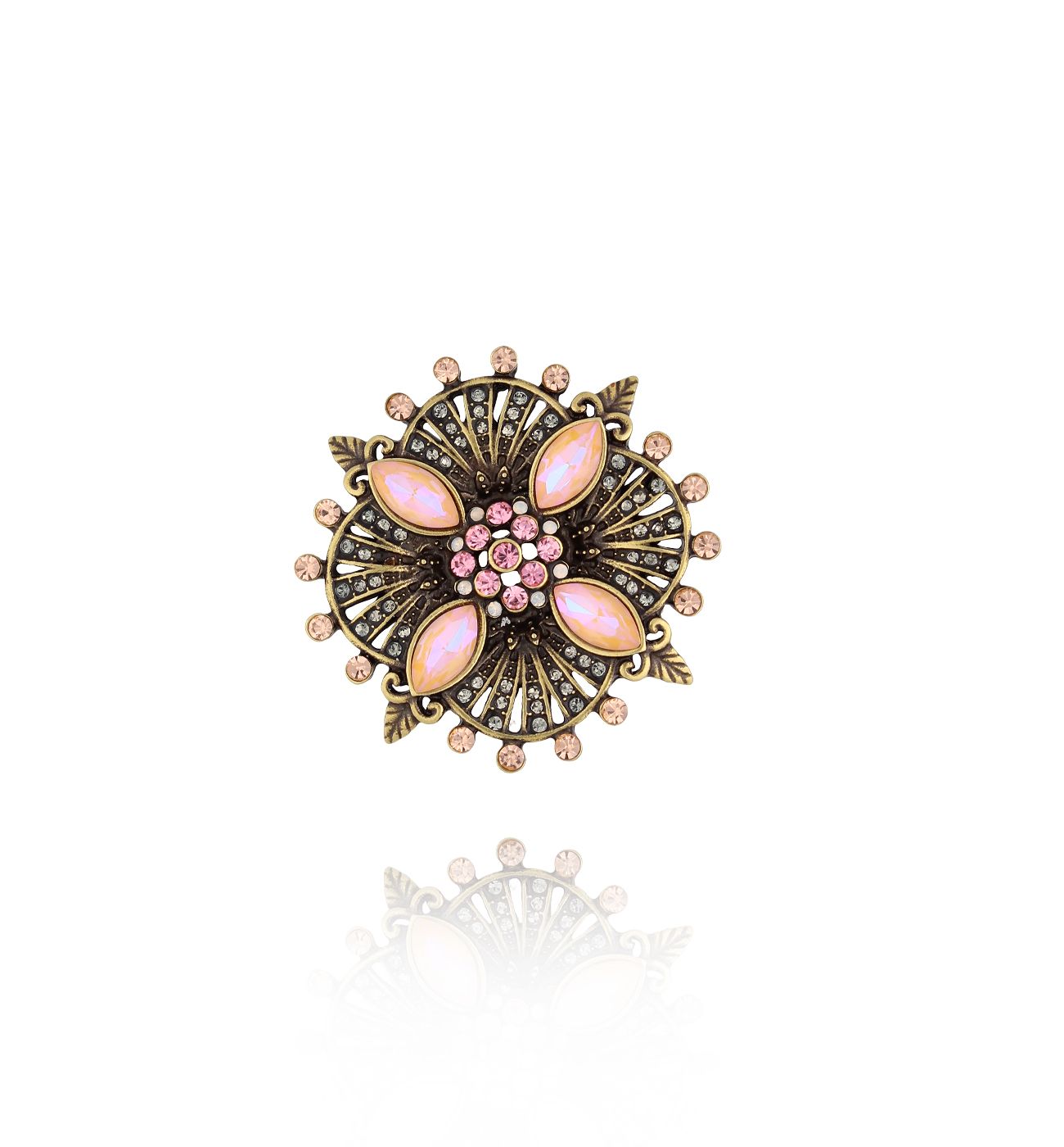 Broszka z brzoskwiniowymi kryształami Adornment BRSS0099