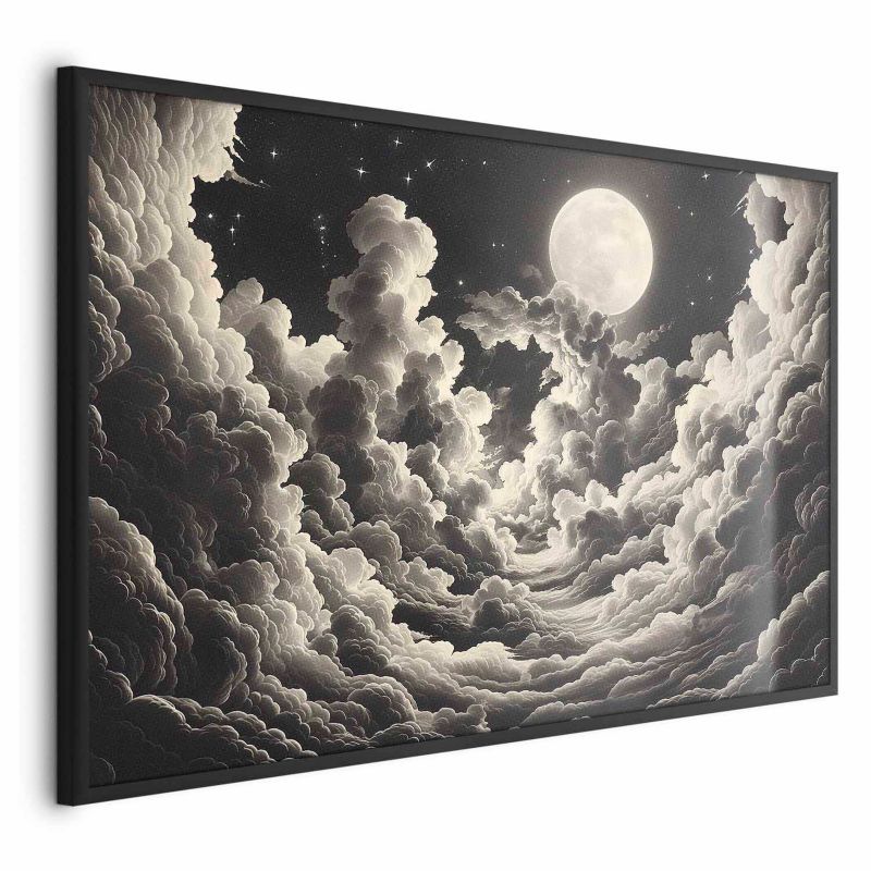 Plakat Artgeist Księżyc wśród chmur 42x29,7 cm z ramą czarną 1 szt