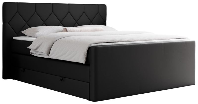 Łóżko kontynentalne MKS Meble KING EIGAR 180x200 H3 czarny ekoskóra 1szt.