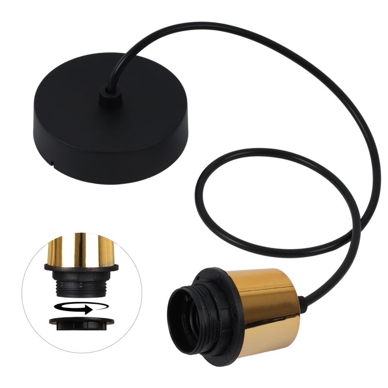 Linka zawiesie do lampy Light Home LH 1x E27 krążek/tuba czarny/złoty 1szt.