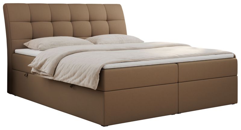 Łóżko kontynentalne MKS Meble DIEGOS 180x200 H4 Brązowy ecoskóra 1szt.