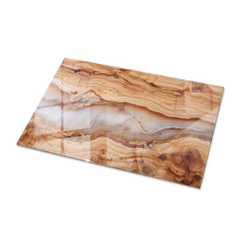 Blat szklany Tulup 100x70 cm Naturalne drewno z żywicą 1 szt.