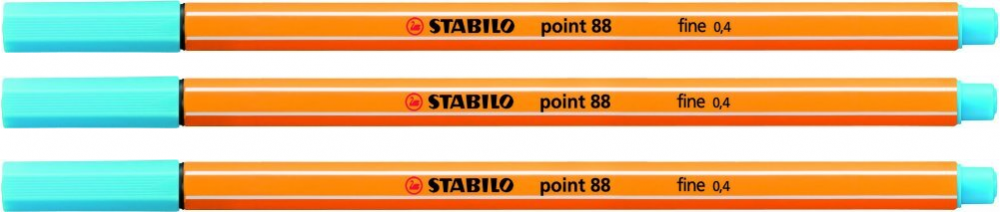 3x cienkopis Stabilo Point 88/57, 0.4mm, błękitny