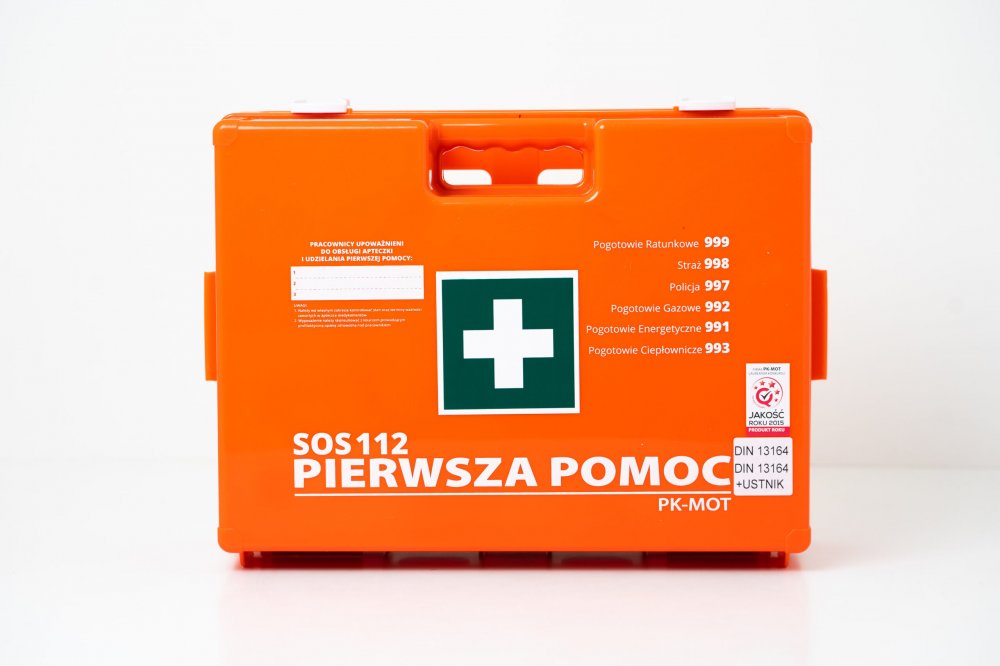 Apteczka wisząca PK MOT, zakładowa, z wyposażeniem, czerwony