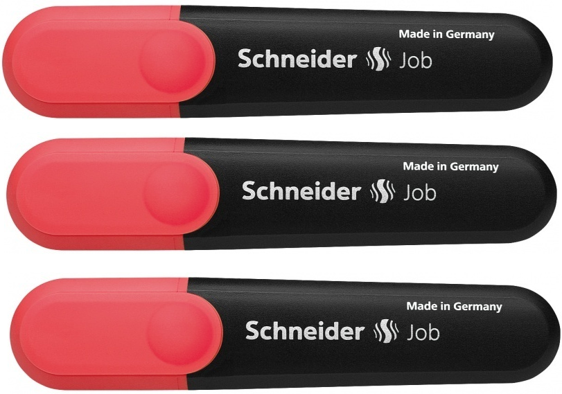 3x zakreślacz Schneider Job, 5mm, ścięta, czerwony