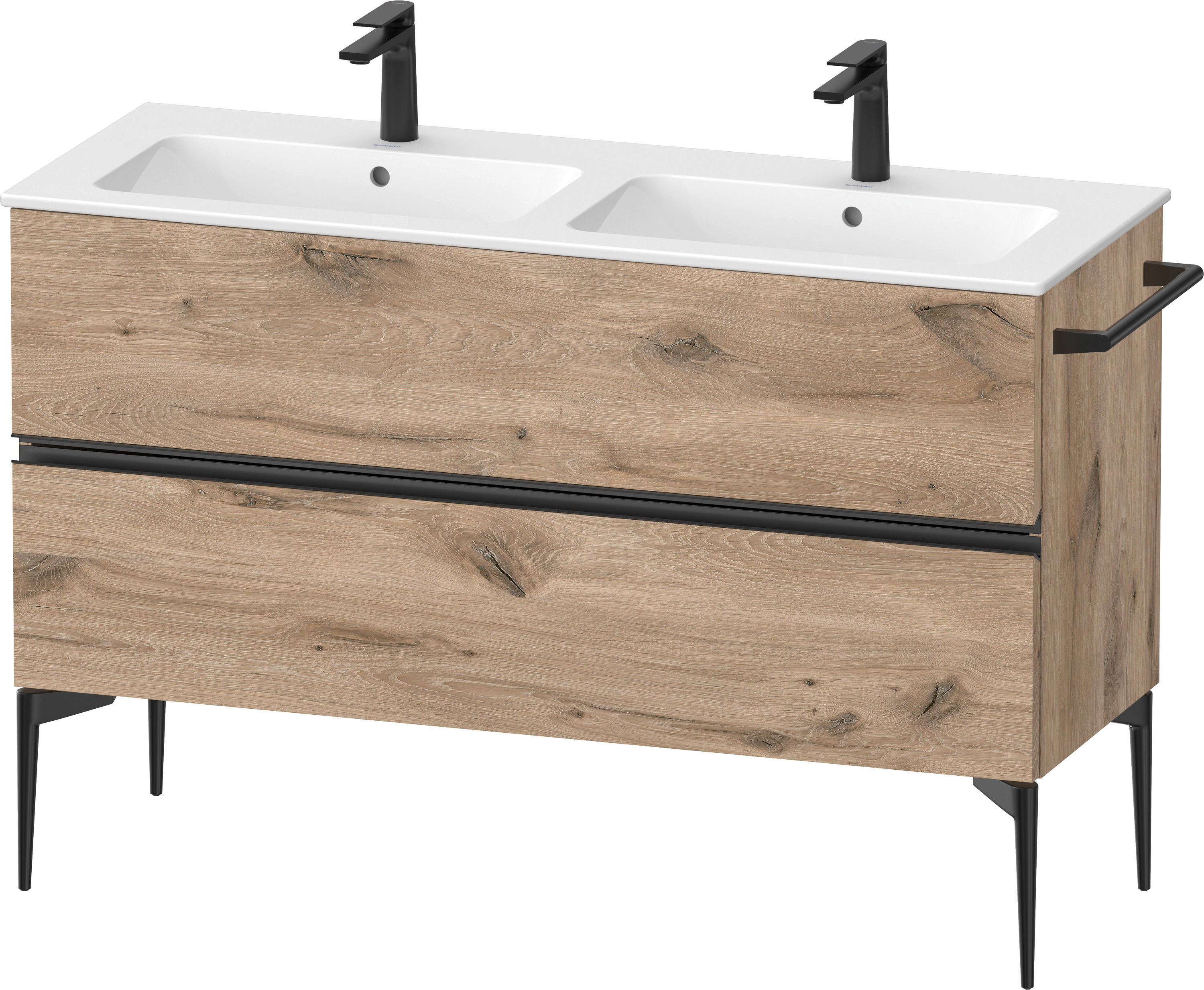 Duravit Sivida szafka 128x47,7x59,1 cm podumywalkowa wisząca czarna-dąb SV46470BD550000