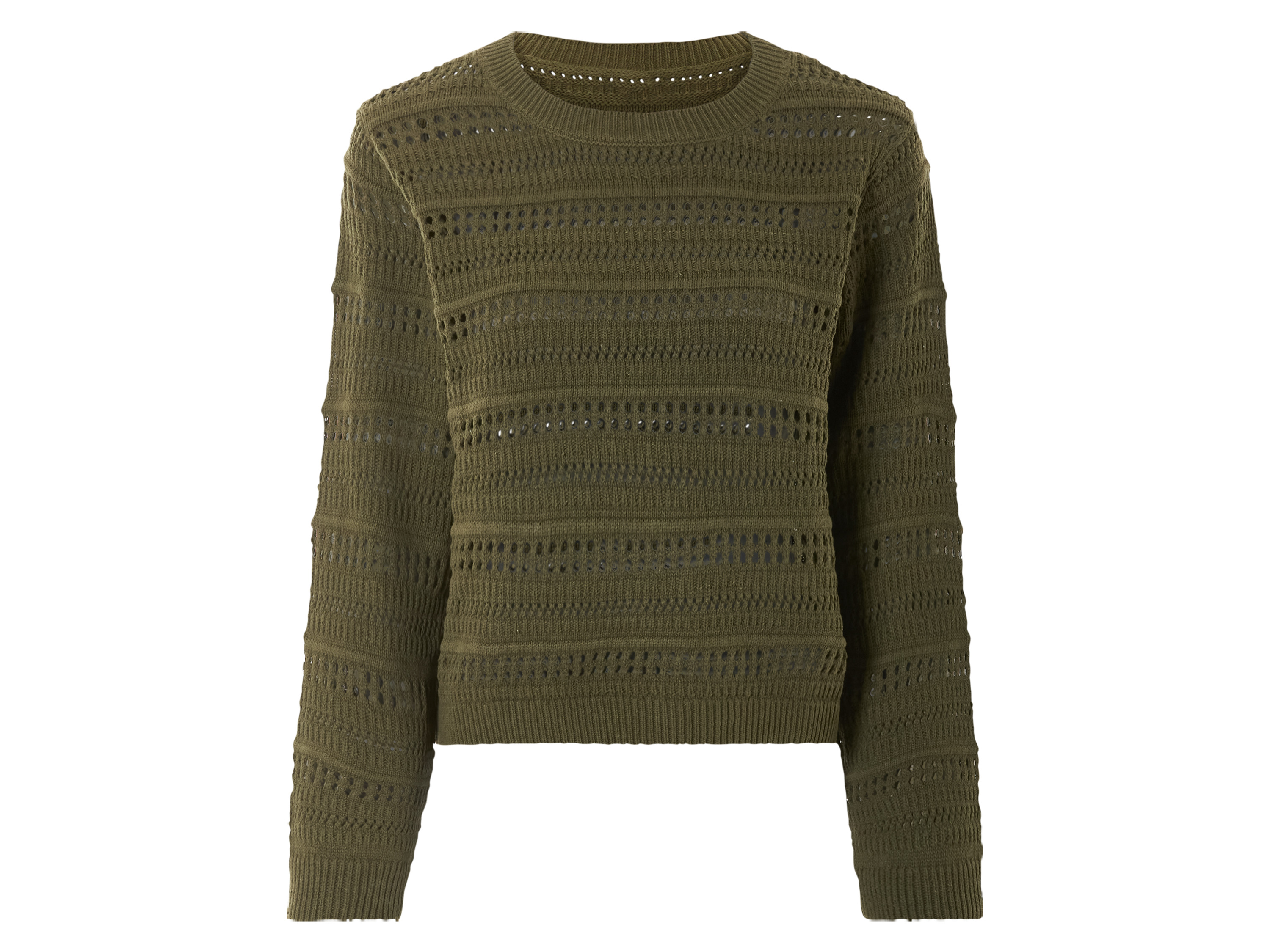 esmara Sweter ażurowy damski Khaki, S36/38