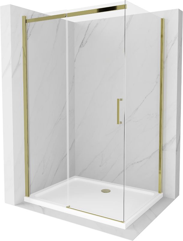 Kabina prysznicowa Mexen Omega rozsuwana 120 x 80 cm transparent złota + brodzik Flat