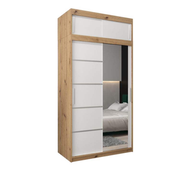 Szafa przesuwna Abiks Verona 2 120 artisan + biały z nadstawką 1 szt.
