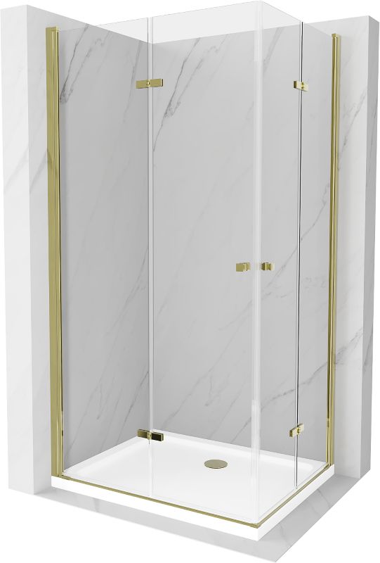 Kabina prysznicowa Mexen Lima Duo składana 80 x 70 cm transparent złota + brodzik Flat