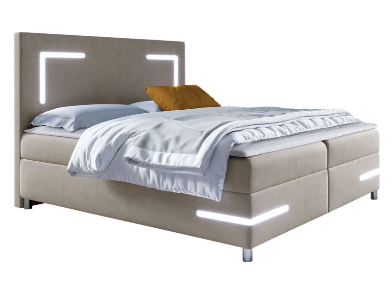 Łóżko kontynentalne MIRJAN 24 Delos LED 200x200 beżowy 1 szt.