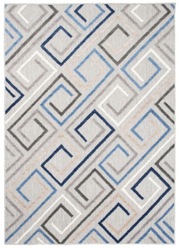 Dywan Zewnętrzny / Wewnętrzny Płaskotkany Aventura EC95A prostokąt Mazovia 140x 200 cm niebieski,szary motyw geometryczny 1 szt.