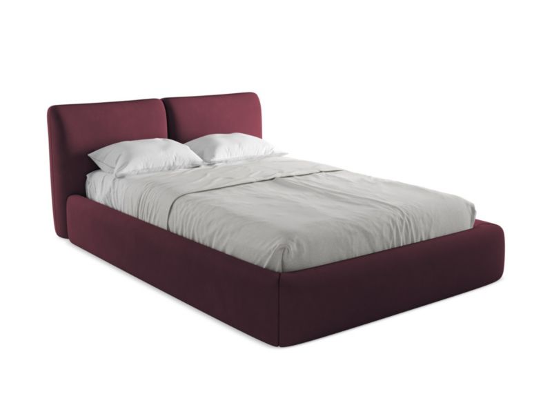 Łóżko Makamii Hoku z tkaniny szenilowej 140x200 bordo 1 szt.