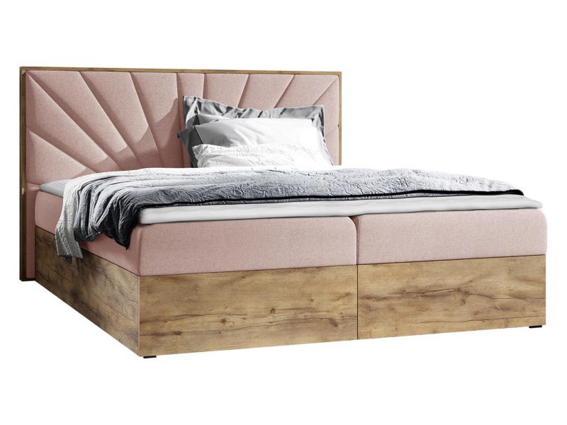 Łóżko kontynentalne MIRJAN 24 Wood 7 200x200 dąb lancelo/różowy 1 szt.