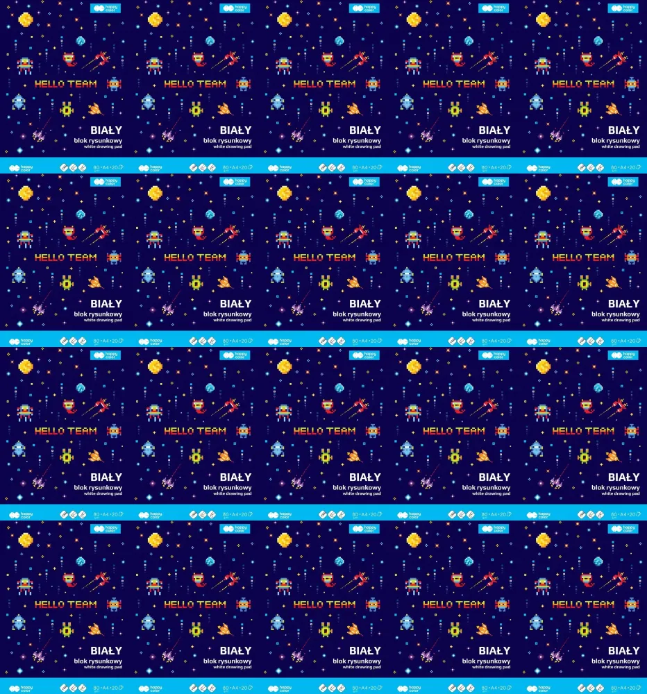 20x Blok rysunkowy Happy Color Pixi Planet, A4, 80 g/m2, 20 kartek, biały