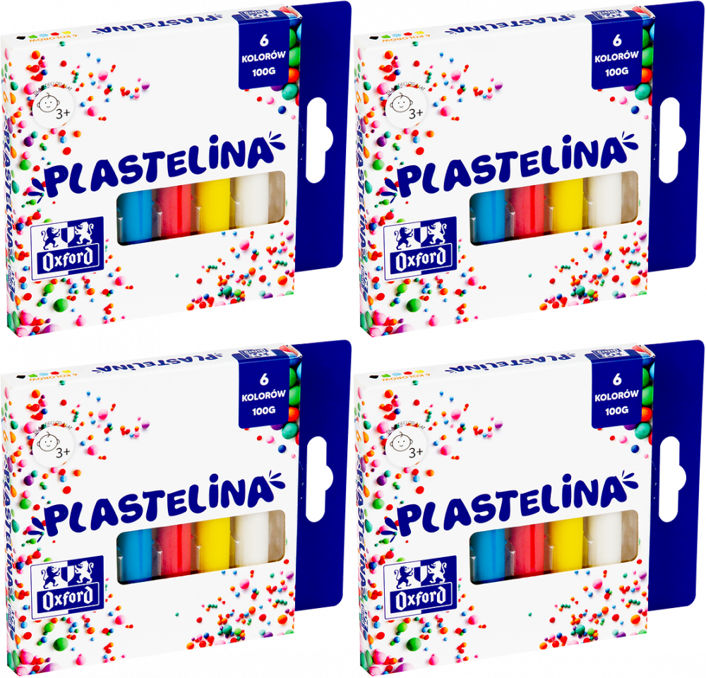 4x Plastelina Oxford mix kolorów, 6 kolorów, 100g