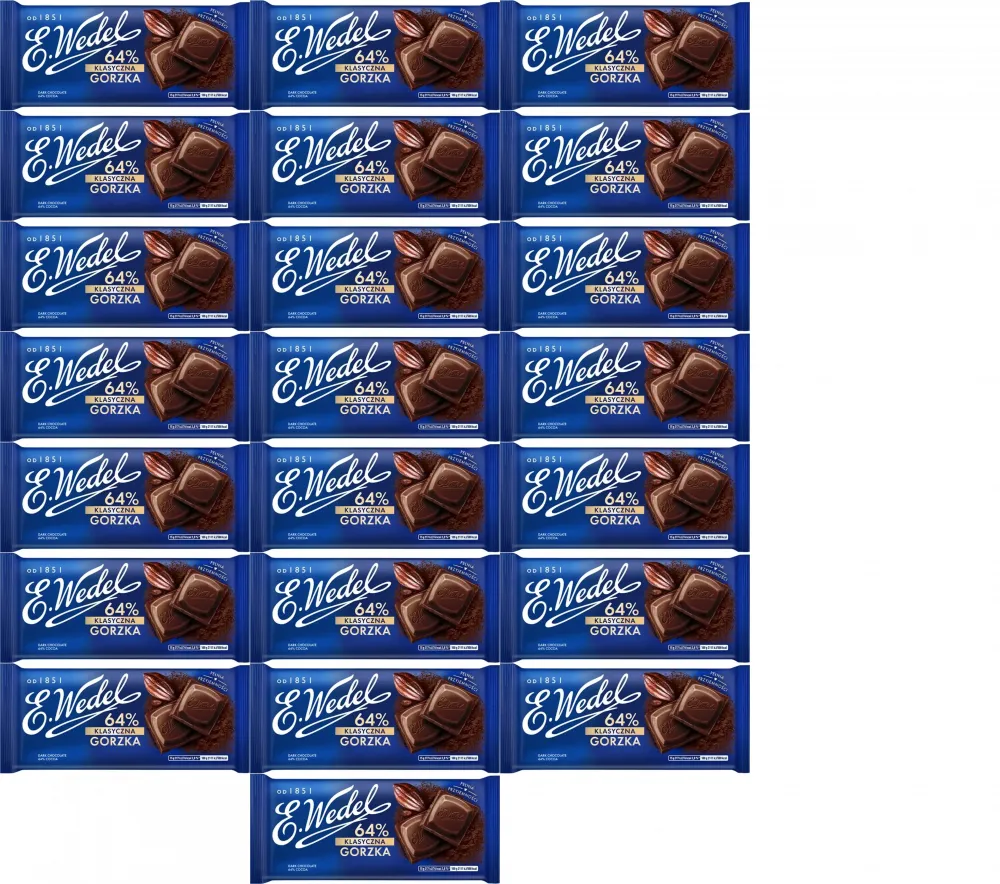 22x Czekolada Gorzka Wedel 64%, 90g